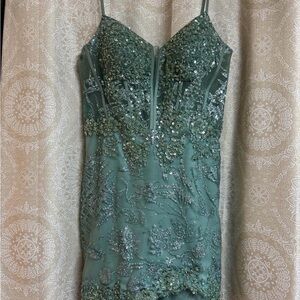 Sparkling Green Sequin Mini Dress